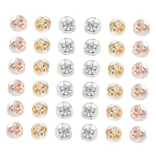 Beatifufu 60 Stück Silikon Ohrstecker Verschlüsse Weiche Runde Ohrringstopper in Gold Roségold Weißgold Loch Sicherer Halt Komfortabel Ersatz für Schwere Ohrstecker von Beatifufu