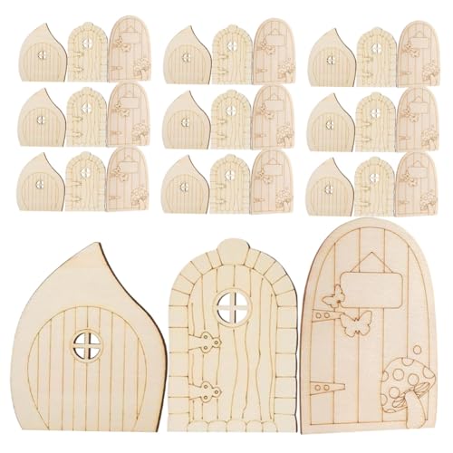 Beatifufu 60 Stück Teiliges Miniatur-holztüren für Feengarten Naturbelassen Diy-bemalung Kreative Garten Baumstamm-deko Handgefertigte Kleine Türen für Regal und Wohnraumgestaltung von Beatifufu