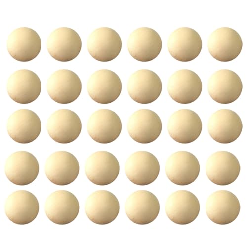Beatifufu 60 Stück Teiliges Unbehandelte Runde Holzkugeln Naturfarben Glatte Oberfläche Vielseitig für DIY Holzperlen Basteln und Dekorative Handwerksprojekte Geeignet von Beatifufu
