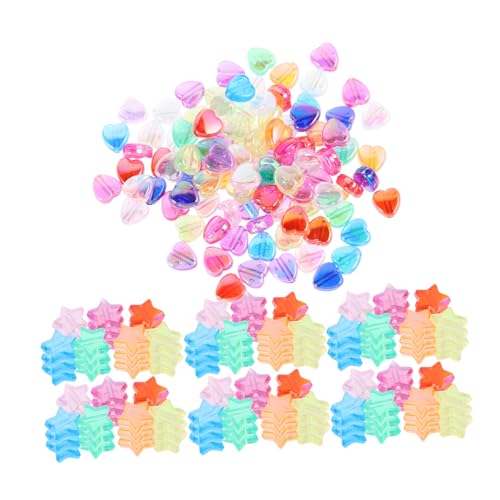Beatifufu 600 Stk. Acryl Perlen Mix Bunte Fünfzackige Stern und Herzform Spacer Beads Glänzend Robust Diy Schmuckzubehör für Armbänder Ohrringe Halsketten Einfach Auffädelbar von Beatifufu