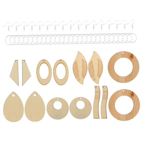 Beatifufu 70 Stück Teiliges DIY Holz Ohrring Anhänger mit Ohrringhaken und Sprungringen Glatte Oberfläche zum Bemalen Leichtes Holz für Individuelle Schmuckgestaltung zum Selbermachen und von Beatifufu