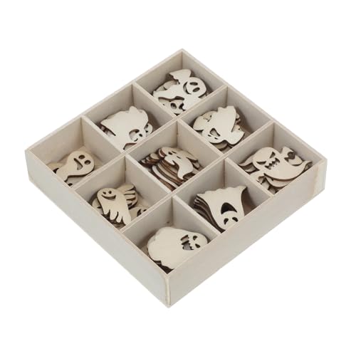 Beatifufu 72 Stück Teiliges Holz DIY Bastelset Halloween Deko mit Motiven Geruchsneutral Vielseitige Holzstücke für Kreative Handarbeiten als Party und Wohnaccessoires von Beatifufu
