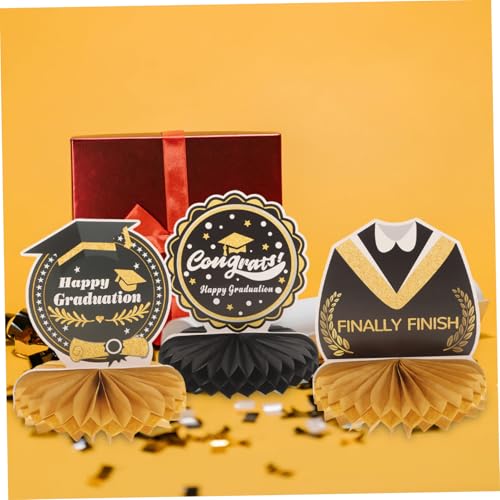Beatifufu 8 Stück Teiliges Honeycomb Tischdeko Schwarz Graduation Party Deko Abschlussfeier Tischmittelstücke Leicht Tragbar Kreative Partydekoration für Klassenfeier von Beatifufu