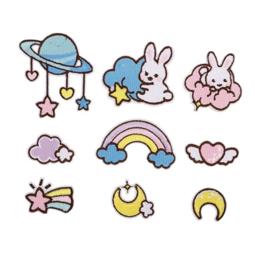 Beatifufu 9 Stück Teiliges Selbstklebende Bestickte Planeten Patches Bunte Cartoon Aufnäher für Kleidung DIY Reparaturfreundliche Stoffapplikationen für Jacken Taschen Hüte und Kreative von Beatifufu