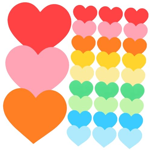 Beatifufu 90 Stück Bunte Herz Papierausschnitte Vielseitige Basteldekorationen für Klassenzimmer und Pinnwände Kinderfreundlich Langlebig für Kreative Projekte von Beatifufu