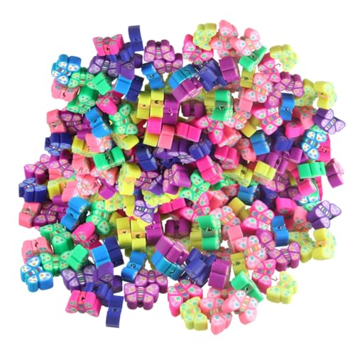 Beatifufu Bunte Schmetterlingsperlen aus Polymer Clay Glatte Oberfläche Vielseitige Bastelperlen für Schmuckherstellung DIY und Dekoration pro Packung von Beatifufu