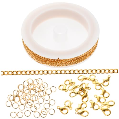 Beatifufu Eisenkette mit Karabinerhaken und Sprungringen für DIY Schmuckherstellung für Armbänder und Kreative Handwerksprojekte von Beatifufu