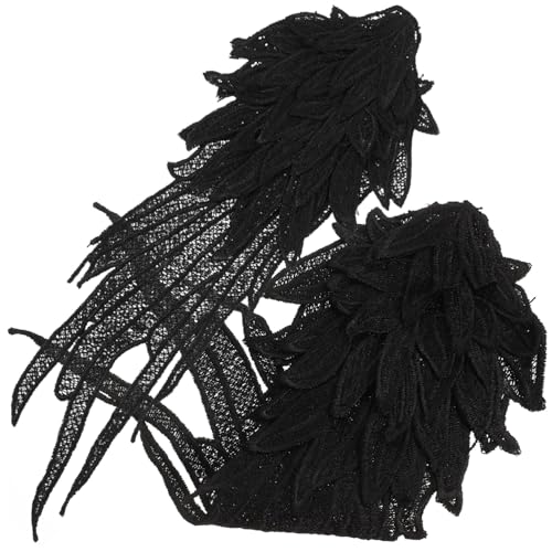 Beatifufu Elegante Bestickte Engelsflügel Spitzen applikation zum Aufnähen oder Aufbügeln Mehrlagige Schwarze DIY Kleiderverzierung Langlebige Handgefertigte Spitze für Kleidung und von Beatifufu