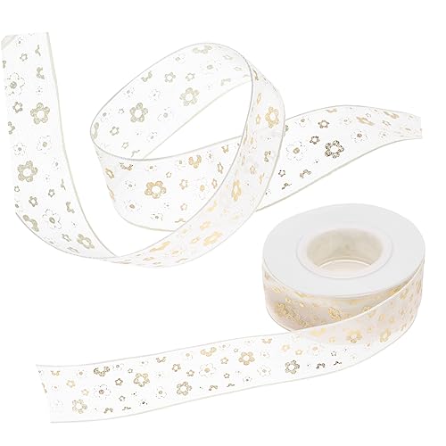 Beatifufu Geschenkband Chiffonband Breit mit Goldener Prägung Zuschneidbares Dekorationsband für DIY Hochzeit Basteln Festverpackung Vielseitiges Verpackungsband von Beatifufu