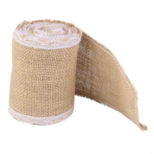 Beatifufu Hochzeitsdeko Spitzenbesetztes Juteband Breit Lang Rustikales DIY Bastelband für Tischdekoration und Heimdekoration von Beatifufu