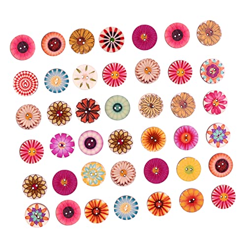 Beatifufu Holznähknöpfe Runde Blumenverschlüsse für DIY Nähprojekte Retro Design Sicherem Holzmaterial für Scrapbooking Kartenmachen und Dekoration von Beatifufu