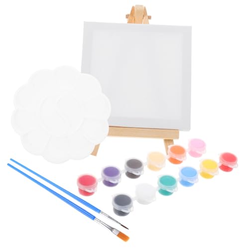 Beatifufu Mini Holzstaffelei Set mit Holzdisplay Ständer DIY Leinwand und Acrylfarben Malzubehör Kompakt für Künstler und Kunsthandwerk für Acrylmalerei und Kreative Malprojekte von Beatifufu