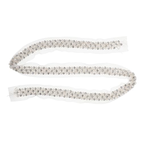 Beatifufu Multi Funktionale Perlen und Strass Spitzenborte mit Reihiger Weißer Netzspitze Dekoratives Schmuckband für Kleidung Taschen DIY Haaraccessoires und Bastelprojekte von Beatifufu