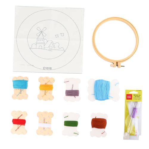 Beatifufu Punch Needle Stickerei Set für Holzgriff Ergonomisch Inklusive Bunter Wolle DIY Stickrahmen und Stoffvorlage für Anfänger Basteln und Kreative Handarbeiten von Beatifufu