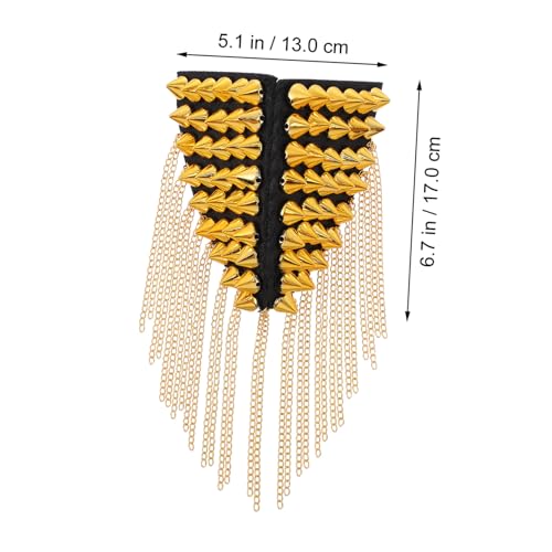 Beatifufu Rivettierte Quasten schulterklappe mit Kettendetail Modisches Uniform accessoire für Party Karneval Halloween und Festliche Anlässe Langlebig und Vielseitig Einsetzbar Goldfarben von Beatifufu
