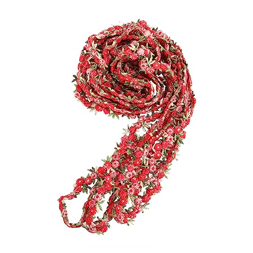 Beatifufu Rosen Spitzenband für Hochzeiten Dekoratives Band mit Blumenmuster für DIY Handwerk für Haarschmuck Hochzeitsapplikationen und Kreative Projekte Dunkelrot von Beatifufu