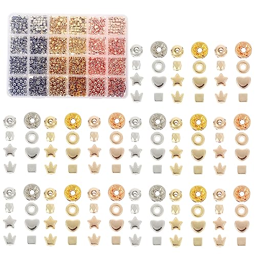 Beatifufu Teiliges Abstandshalterperlen für DIY Schmuckherstellung Glatte Perlen für Armbänder Auffädeln und Gestalten von Individuellen Beatifufu Teiliges Abstandshalterperlen für DIY Schmuckherstellung Glatte Perlen für Armbänder Auffädeln und Gestalten von Individuellen von Beatifufu