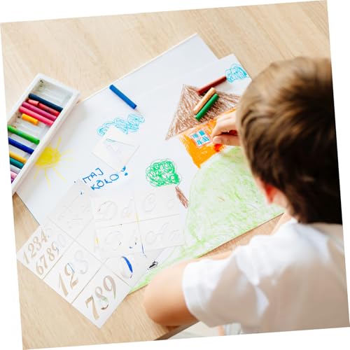 Beatifufu Teiliges Buchstaben Zahlenschablonen Transparente Malvorlagen für DIY kunstprojekte Wiederverwendbar Vielseitig Einsetzbar für Scrapbooking Sprühfarbe Stifte und Glitzer von Beatifufu