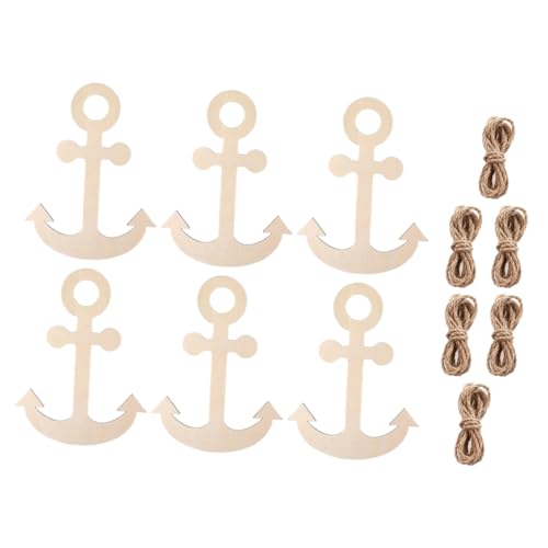 Beatifufu Teiliges Unvollendete Holzanker Ornamente zum Basteln Nautische Diy Dekorationen für Sommerparty Heim und Klassenraum Naturbelassene Holzanhänger mit Hanfseil für Themen von Beatifufu
