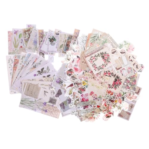 Beatifufu Vintage Pflanzen Blumen Sticker Set Selbstklebend Scrapbook Dekoratives Bastelpapier DIY Material für Tagebuch Kalender Gestaltung von Beatifufu