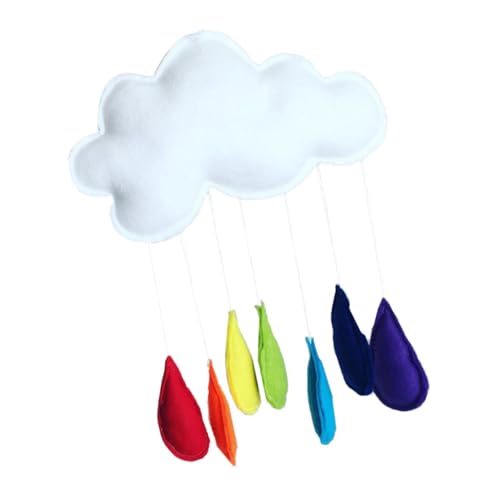 Beatifufu Wanddeko Wolkenanhänger aus Filz mit Regenbogen und Regentropfen Langlebiges Kreatives Kinderzimmer Accessoire Bunte Raumdekoration für Mädchengeburtstag und Wohnraum von Beatifufu
