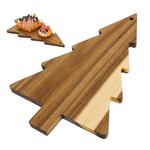 Beatifufu Weihnachtsbaum Schneidebrett Holz Schneidebrett Charcuterie Servierplatte Multifunktional Küchenbrett für Brot Käse Pizza und Dekoration von Beatifufu