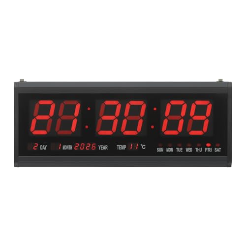 Beaudreaul Digitale Wanduhr Digitaluhr LED-Wecker mit Datums-, Monats- und Temperaturanzeige Wanduhr Digital 12/24HR Digital Wall Clock für Wohnungen, Restaurants, Krankenhäusern usw von Beaudreaul