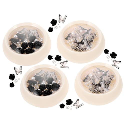 1 Satz Schwarze Kamelien Nail Charms Boxen Mit Funkelnden Strasssteinen Und Perlen Für Diy Nageldesigns Nail Art Und Dekorationen 4boxen von Beaupretty