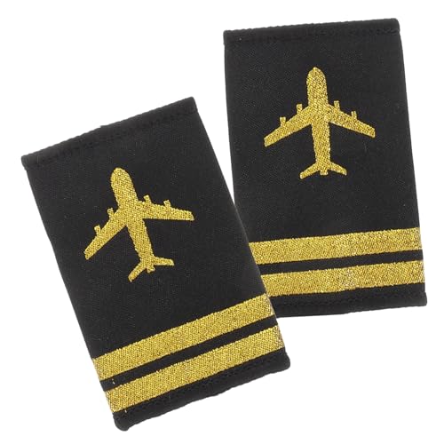 Beaupretty 1 Paar Einheitliche Schulterstangen Cosplay-schulterbretter Schulterklappen Der Pilotenuniform Flugbegleiter Kostüm Luftfahrtabzeichen Fluguniform-schulterklappen Schwarz Schleife von Beaupretty