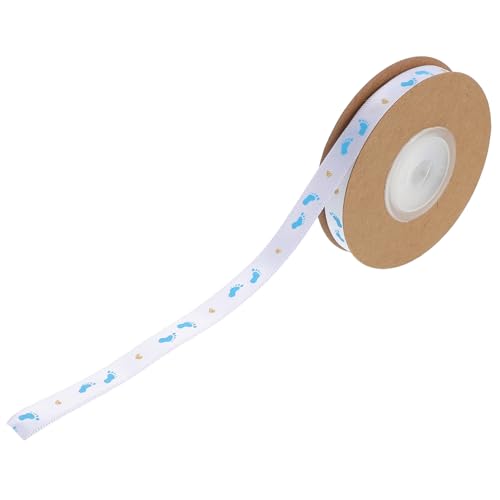 Beaupretty 1 Rolle Goldprägeband Geburtstags Geschenkband Fußabdruck Musterband Feierbänder Babyparty Band Geburtstagsband Himmelblaues Polyester von Beaupretty
