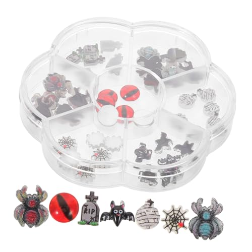 Beaupretty 1 Schachtel Halloween Nail Art Charms Mini Spooky Resin Decorations mit Geistern Spinnen und Fledermäusen DIY Nail Accessories für Festliche Halloween Maniküre und Party-looks von Beaupretty