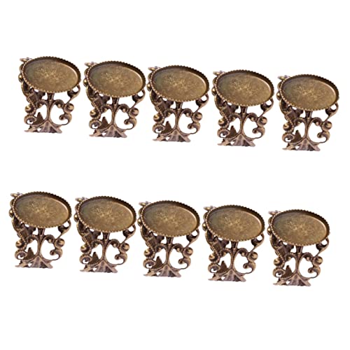 Beaupretty 10 Stück Blumenförmiger Ringhalter Leerzeichen Frauenring-Stütztablett Ringrohlinge für die Schmuckherstellung Bronze Ohrringe Aufbewahrungsornament leere Ringschale Kaffee von Beaupretty