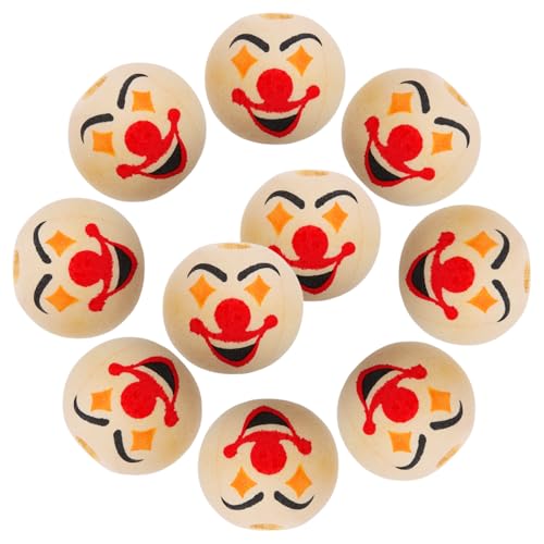Beaupretty 10 Stück Clown Gesicht Holzperlen für DIY Bastelprojekte Kindersichere Holzperlen für Armbänder und Ohrringe für Halloween und Geburtstagsfeiern von Beaupretty