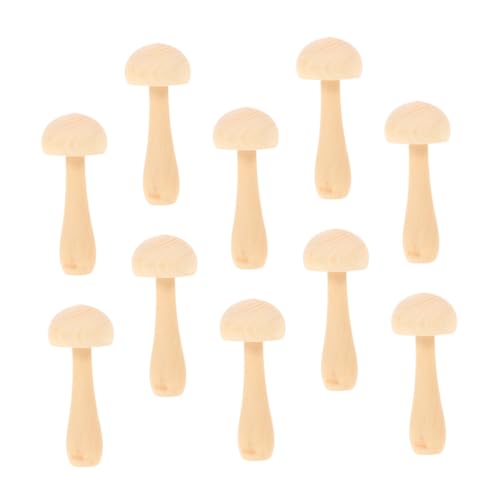 Beaupretty 10 Stück Teiliges DIY Holzpilz Bastelset Unbemalte Holzfiguren zum Bemalen Kreatives Malspielzeug für Langlebige Geruchsfreie Holzskulpturen für Wohn und Kinderzimmerdekoration von Beaupretty