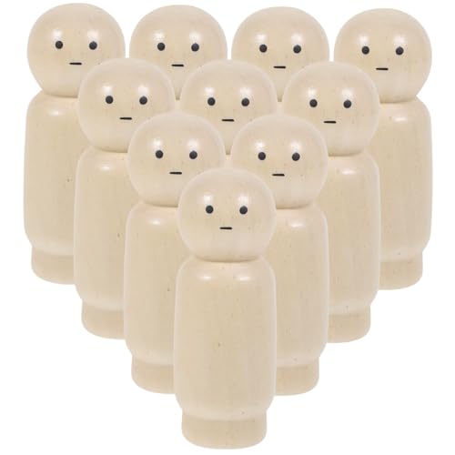 Beaupretty 10 Stück Teiliges DIY Holzpuppen zum Bemalen Unbemalte Kleine Holzfiguren Kreative Bastelfiguren für Handliche Holzspielzeuge für Mädchen zum Malen und Dekorieren von Beaupretty