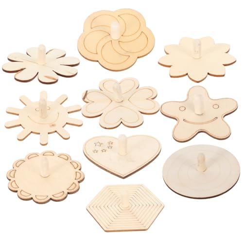 Beaupretty 10 Stück Teiliges Holzkreisel zum Bemalen Kreative DIY Gyroskop Spielzeuge aus Unbehandeltem Holz Vielseitige Formen für für Kindergarten und Geburtstags Mitgebsel von Beaupretty