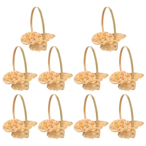 Beaupretty 10 Stück Teiliges Mini Bambus Geflochtene Blumen Aufbewahrungskörbe Multifunktionale Handgefertigte Körbe für Wohnkultur Ostern Hochzeiten und Babypartys von Beaupretty