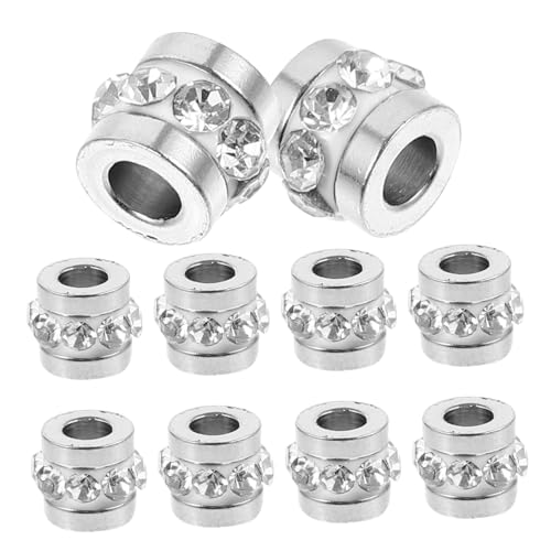 Beaupretty 10 Stück Teiliges Strass Zwischenperlen Weiß Edelstahllegierung Funkelnde Spacer Beads für Schmuckherstellung für Armbänder Halsketten DIY Erwachsene von Beaupretty