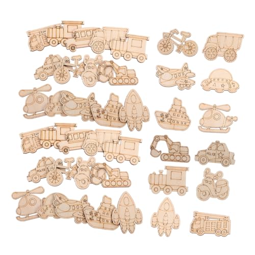 Beaupretty 100 Stück Holz Deko Scheiben mit Fahrzeugmotiven Unlackierte DIY Holzfiguren für Glatte Oberfläche Vielseitig für Basteln Malen Party und Wohnraumdeko Verschiedene von Beaupretty