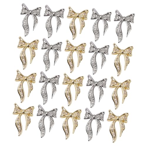Beaupretty 100 Stück Nagelsticker Schleife Selbstklebend Nail Art Zubehör mit Strasssteinen Langlebig DIY Maniküre Dekoration für Damen Süßes Nageldesign Gold Silber von Beaupretty