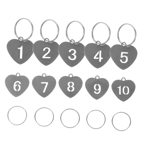 Beaupretty 10Stücke Herzförmige Nummernanhänger Rostfreiem Hängende Etiketten für Schlüssel Taschen Robust Leicht für Einfache Organisation von Beaupretty