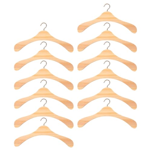 Beaupretty 12 Stück Miniatur Holz Kleiderbügel für Puppen Kleidung Robuste und Elegante Aufbewahrungslösung für Kleid Outfit und Mantel im Spielzimmer von Beaupretty