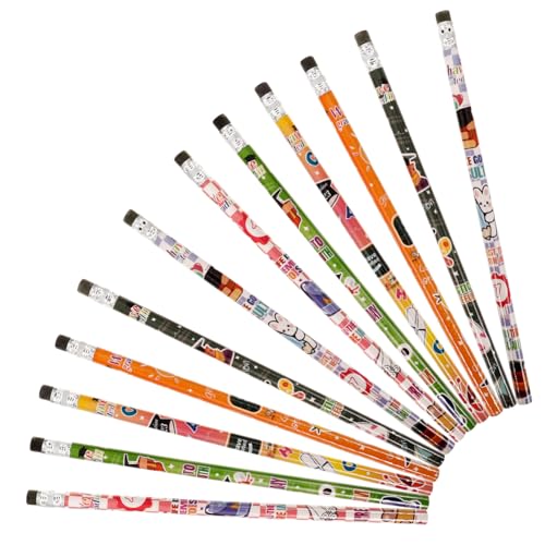 Beaupretty 12 Stück Teiliges Buntstifte für Radiergummi Bruchfeste Schulbleistifte aus Robustem Ergonomisch Gestaltet für Komfortables Schreiben und Zeichnen für Schüler und Teenager von Beaupretty