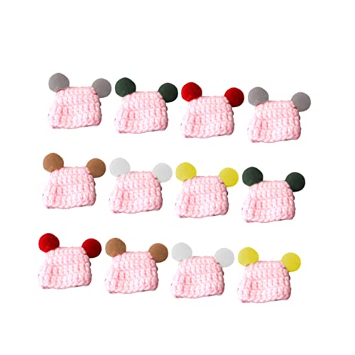 Beaupretty 12 Stück Teiliges Mini Häkelmützen für DIY Bastelprojekte Bunte Puppenhüte aus Garn Handgefertigte Mini Mützen als Dekoration für Weihnachtsdeko von Beaupretty