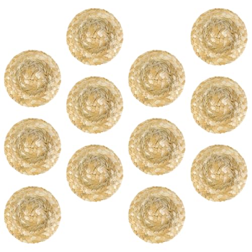 Beaupretty 12 Stück Teiliges Mini Strohhüte für Bastelarbeiten Handgewebte Puppenhüte Vielseitige Deko Accessoires für Puppenhaus Partys und DIY Projekte von Beaupretty