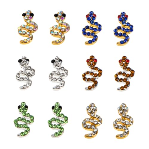 Beaupretty 12 Stück Teiliges Nagel Charms Schlange mit Strasssteinen Dekorative Nail Rhinestones für DIY Nageldesign Metallische Nagelsteine für Fingernägel Einfache Anwendung Eleganter Look von Beaupretty