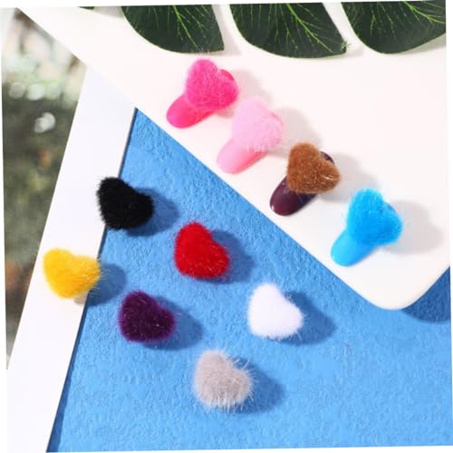 Beaupretty 12 Stück Teiliges Nagelkunst Herzförmige Magnetische Flauschige DIY Plüschkugel Nageldekorationen für Frauen und Mädchen Einfache Anbringung für Zuhause und Salon Zufällige Farbe von Beaupretty