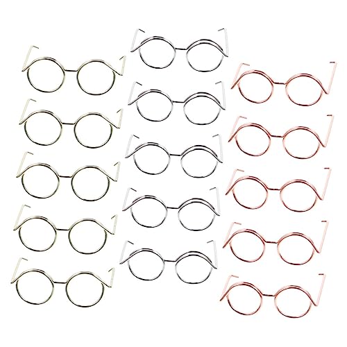 Beaupretty 15 Stück Teiliges Puppenzubehör Set Metallrahmen Brille für Puppen ohne Gläser Roségold Silber Gold für Puppenkostüme und Fotorequisiten von Beaupretty