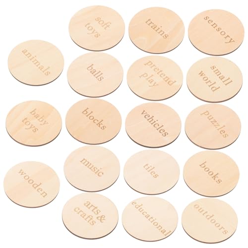 Beaupretty 18 Stück Teiliges Runde Holzscheiben Blanko Etiketten Langlebige Spielzeugbox Aufkleber Personalisierte Aufbewahrungsschilder für Kinderzimmer Glatte Oberfläche Sicher und von Beaupretty