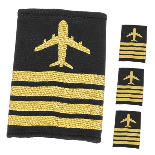 Beaupretty 2 Paar Flugzeug Schulterstempel Uniform Zubehör Piloten Flugzeugabzeichen Flugbegleiter Epauletten Boards Fluglinien Kostüm Schulter Epaulette Schwarzes von Beaupretty
